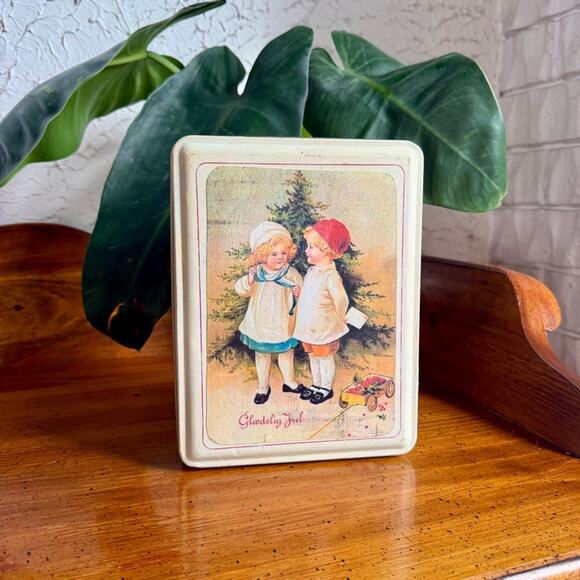 Other - Vintage Christmas Tin with Children Illustration